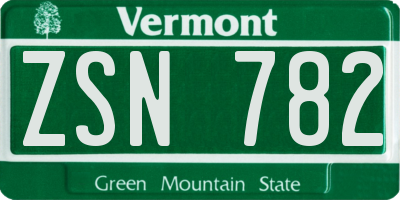 VT license plate ZSN782