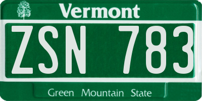VT license plate ZSN783