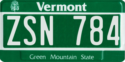 VT license plate ZSN784