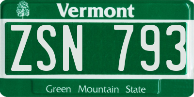VT license plate ZSN793