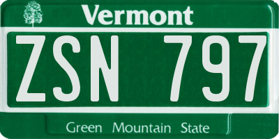 VT license plate ZSN797