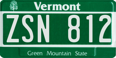 VT license plate ZSN812