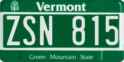 VT license plate ZSN815