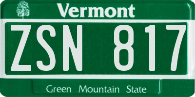 VT license plate ZSN817