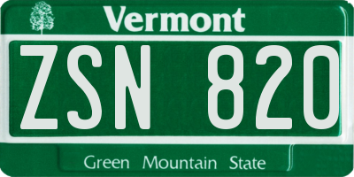 VT license plate ZSN820
