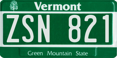 VT license plate ZSN821