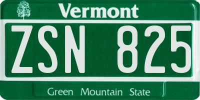 VT license plate ZSN825