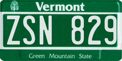 VT license plate ZSN829