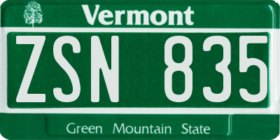 VT license plate ZSN835