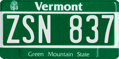 VT license plate ZSN837