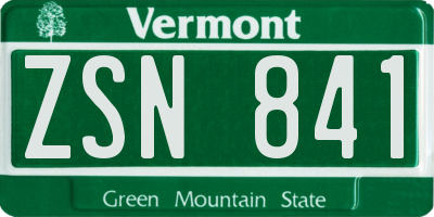 VT license plate ZSN841