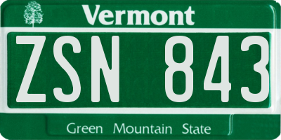 VT license plate ZSN843