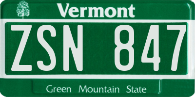 VT license plate ZSN847