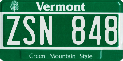 VT license plate ZSN848