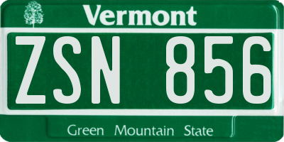 VT license plate ZSN856