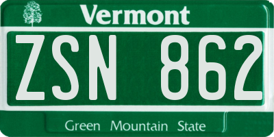 VT license plate ZSN862