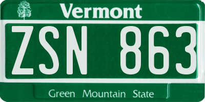 VT license plate ZSN863