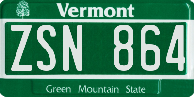 VT license plate ZSN864