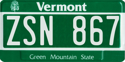 VT license plate ZSN867