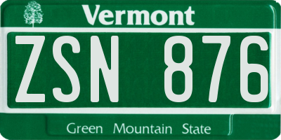 VT license plate ZSN876