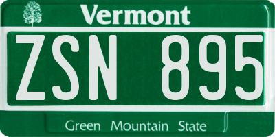 VT license plate ZSN895
