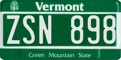VT license plate ZSN898