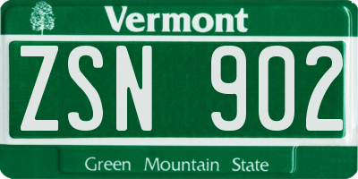 VT license plate ZSN902