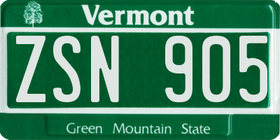VT license plate ZSN905