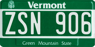 VT license plate ZSN906