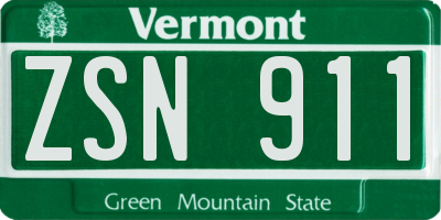 VT license plate ZSN911