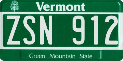 VT license plate ZSN912