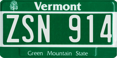 VT license plate ZSN914