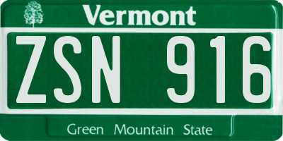 VT license plate ZSN916