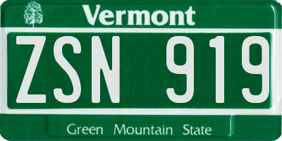 VT license plate ZSN919