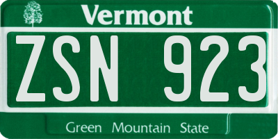 VT license plate ZSN923