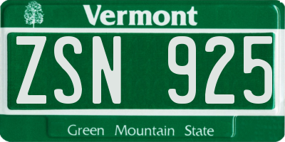 VT license plate ZSN925