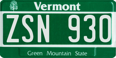 VT license plate ZSN930