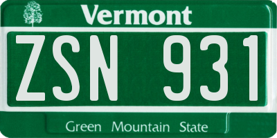 VT license plate ZSN931