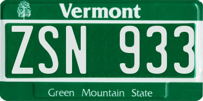 VT license plate ZSN933