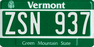 VT license plate ZSN937