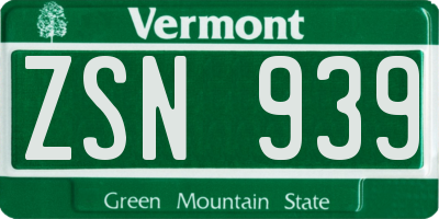 VT license plate ZSN939