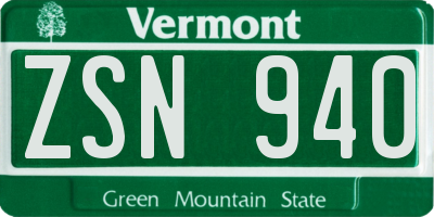 VT license plate ZSN940