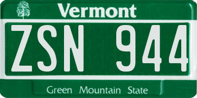 VT license plate ZSN944