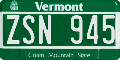 VT license plate ZSN945