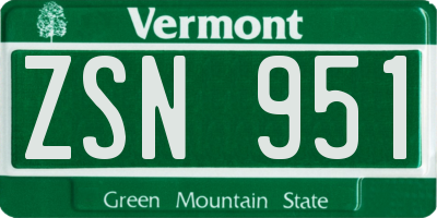 VT license plate ZSN951