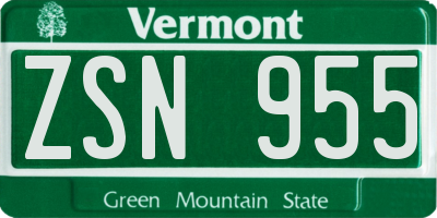 VT license plate ZSN955