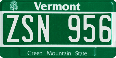 VT license plate ZSN956