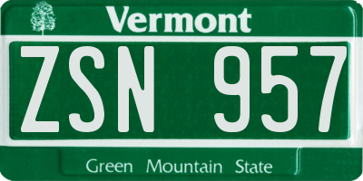 VT license plate ZSN957
