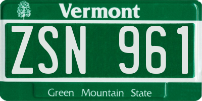 VT license plate ZSN961