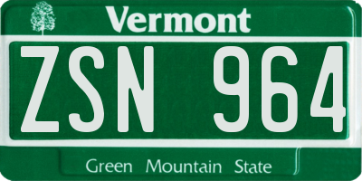 VT license plate ZSN964